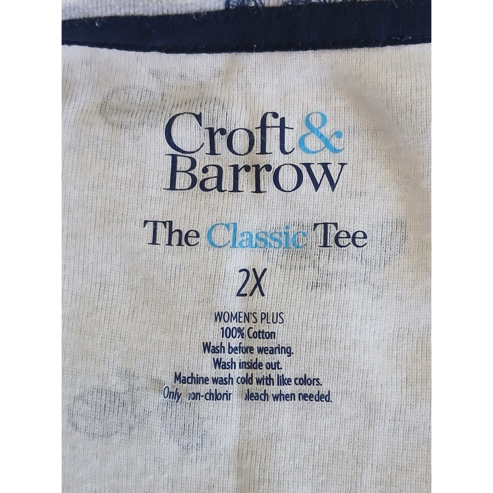 Croft & Barrow Womens T-shirt 2X Long Sleeve Classic Tee Gray Navy bicycle - Picture 14 of 14